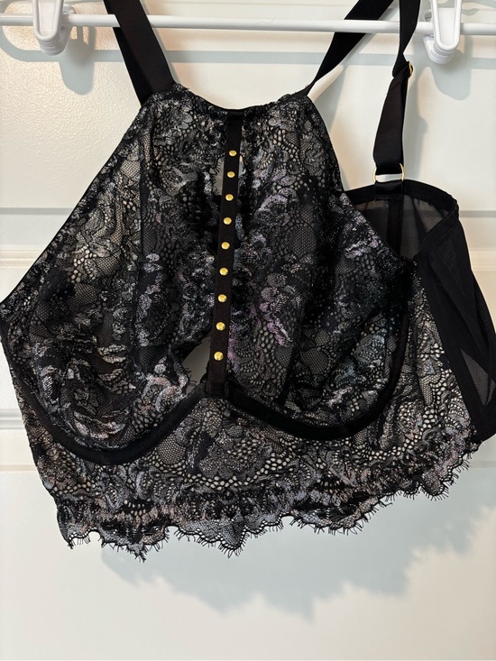 City Chic Other - City Chic Black Lace Longline Bralette with Gold Stud Trim